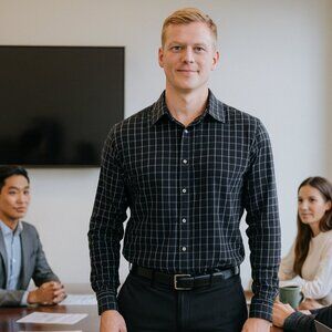 Van Heusen Checkered Shirt Neck 18.5